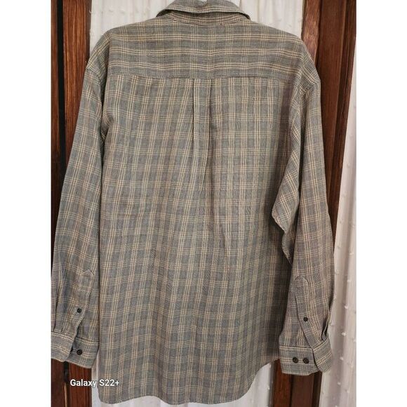 M21 Arrow green and tan plaid casual men's button-up shirt, long sleeves - Picture 5 of 9